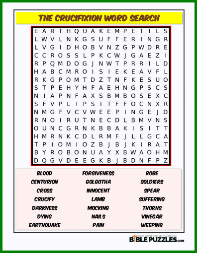 Bible Word Search - The Crucifixion