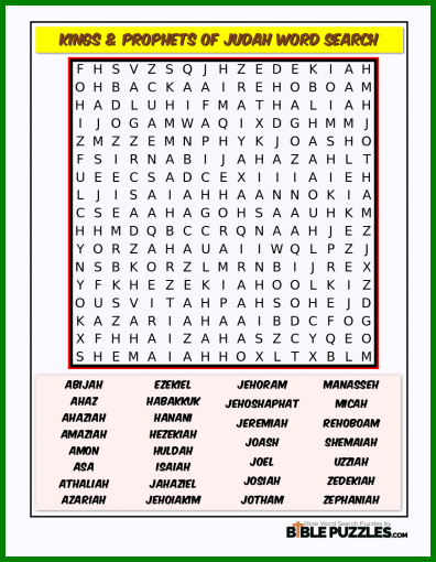 Bible Word Search - Kings & Prophets of Judah