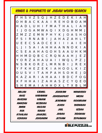 Bible Word Search - Kings & Prophets of Judah