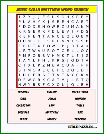 Bible Word Search - Jesus Calls Matthew