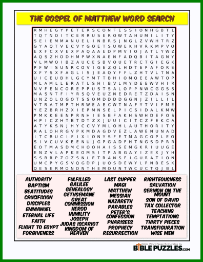 Bible Word Search - The Gospel of Matthew