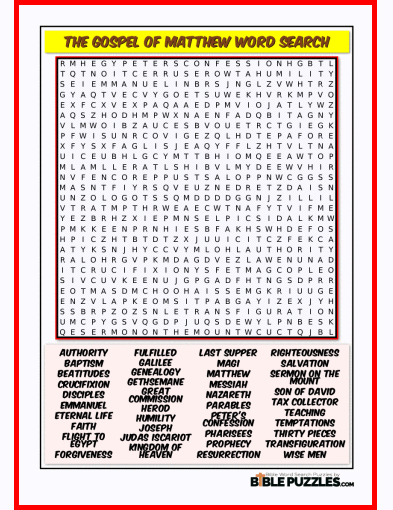 Bible Word Search - The Gospel of Matthew