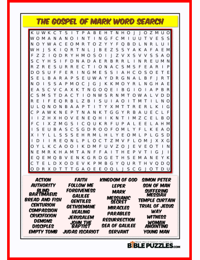 Bible Word Search - The Gospel of Mark