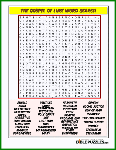 Bible Word Search - The Gospel of Luke