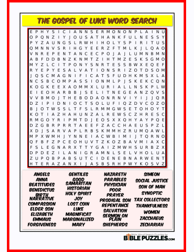 Bible Word Search - The Gospel of Luke