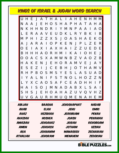 Bible Word Search - Kings of Israel & Judah