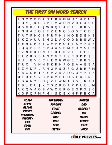 Bible Word Search - The First Sin