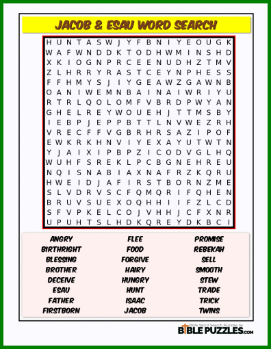 Bible Word Search - Jacob & Esau