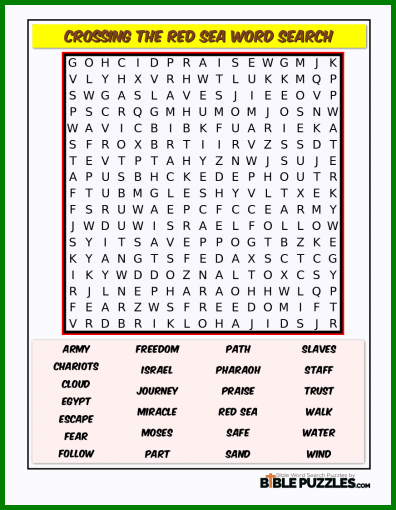 Bible Word Search - Crossing the Red Sea