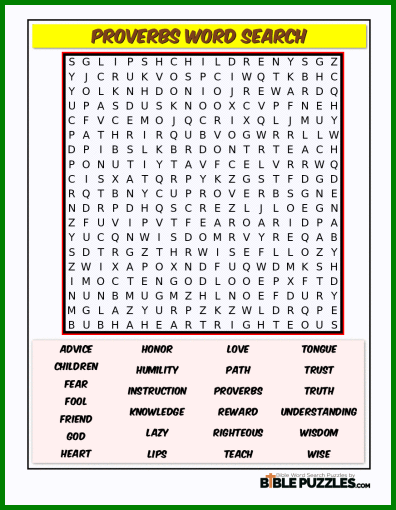 Bible Word Search - Proverbs