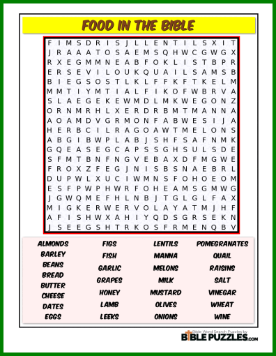 Bible Word Search - Food in the Bible