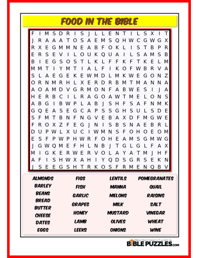 Bible Word Search - Food in the Bible