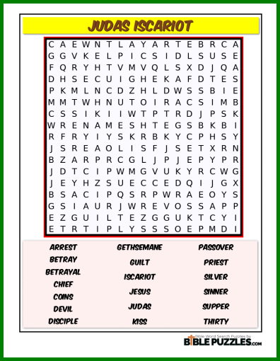 Bible Word Search - Judas Iscariot