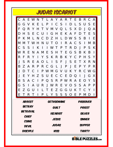 Bible Word Search - Judas Iscariot