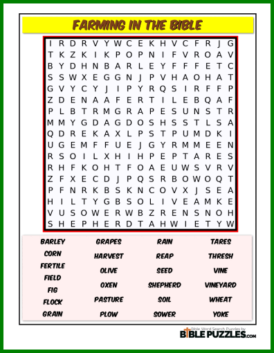 Bible Word Search - Farming in the Bible