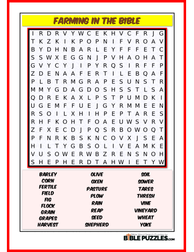 Bible Word Search - Farming in the Bible