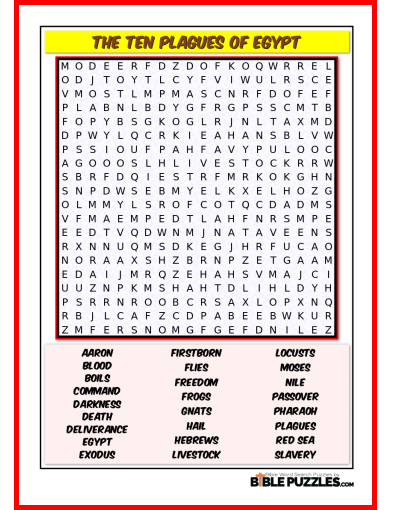 Bible Word Search - The Ten Plagues of Egypt