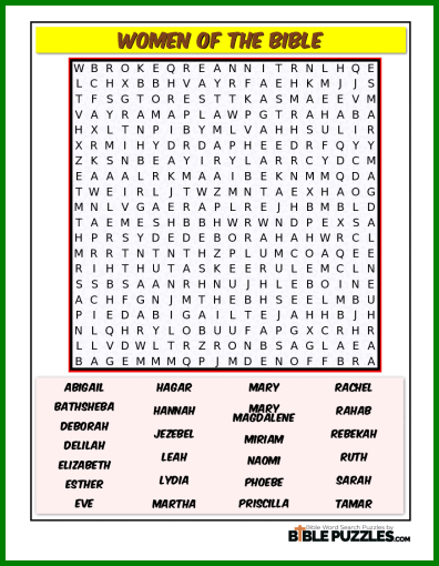 Bible Word Search - Women of the Bible