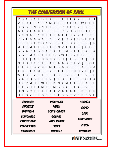 Bible Word Search - The Conversion of Saul