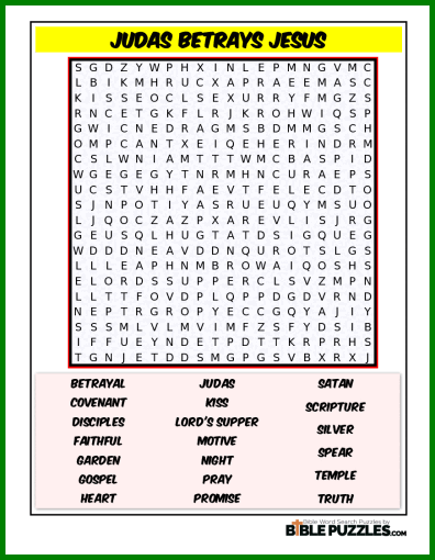 Bible Word Search - Judas Betrays Jesus