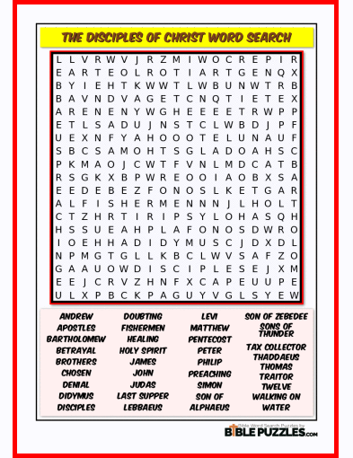 Bible Word Search - The Disciples of Christ