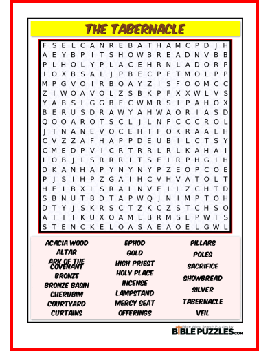 Bible Word Search - The Tabernacle