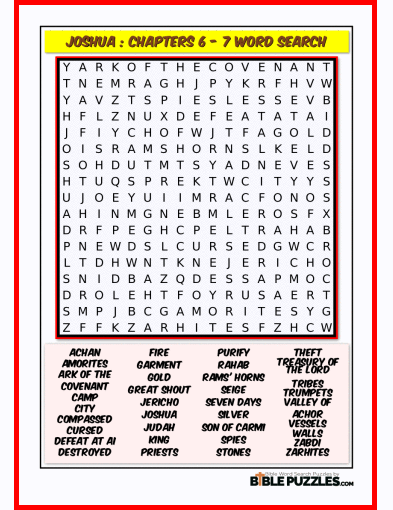 Bible Word Search - Joshua : Chapters 6 - 7