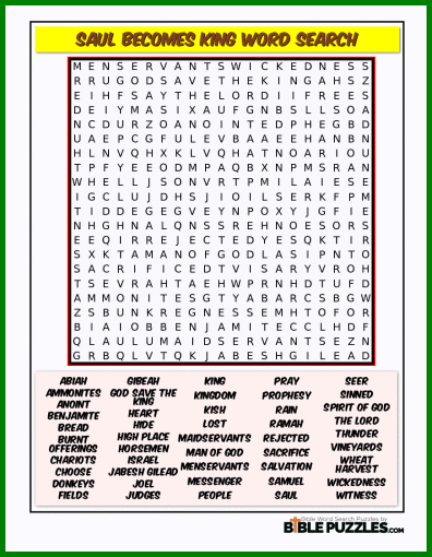 Bible Word Search - Saul Becomes King