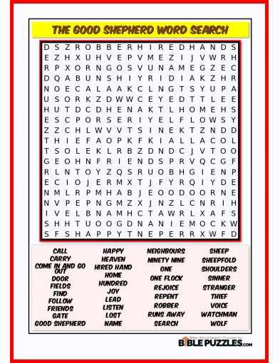 Bible Word Search - The Good Shepherd