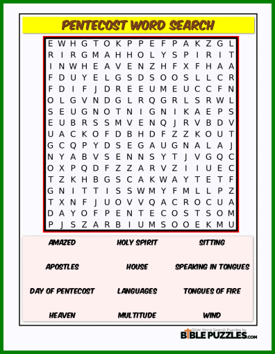 Bible Word Search - Pentecost