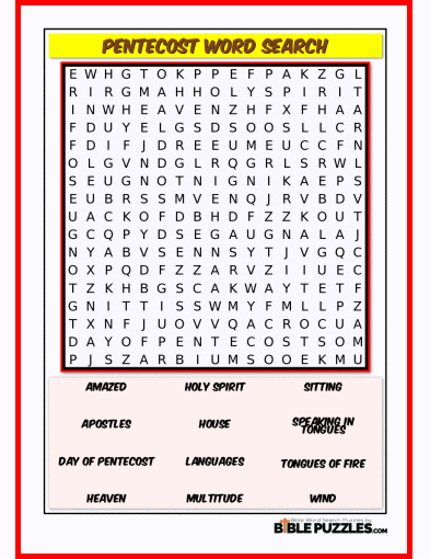 Bible Word Search - Pentecost