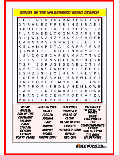 Bible Word Search - Israel in the Wilderness