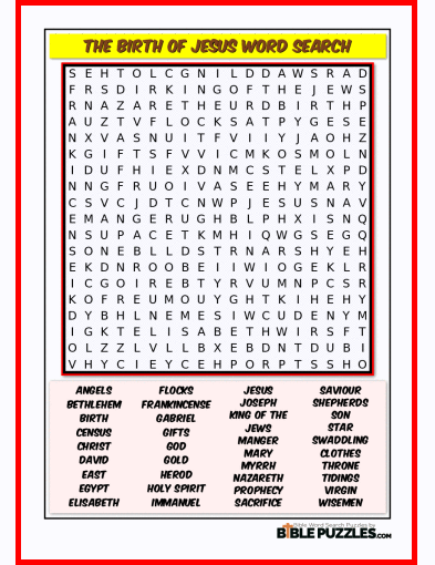 Bible Word Search - The Birth of Jesus