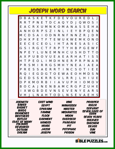 Bible Word Search - Joseph