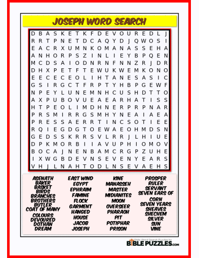 Bible Word Search - Joseph