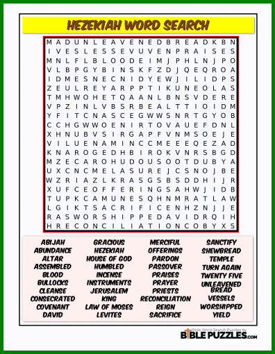 Bible Word Search - Hezekiah