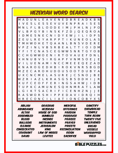 Bible Word Search - Hezekiah