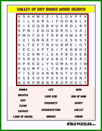 Bible Word Search - Valley of Dry Bones