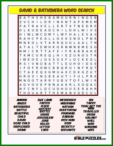 Bible Word Search - David & Bathsheba