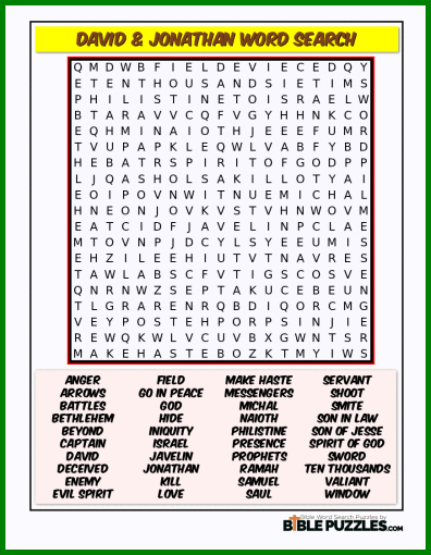 Bible Word Search - David & Jonathan