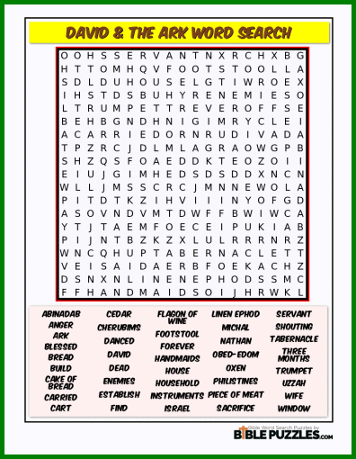 Bible Word Search - David & the Ark