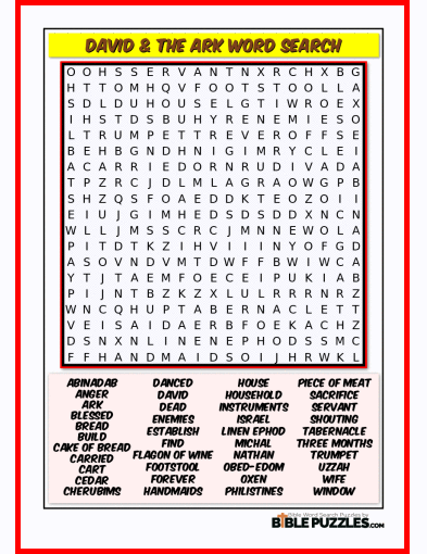 Bible Word Search - David & the Ark