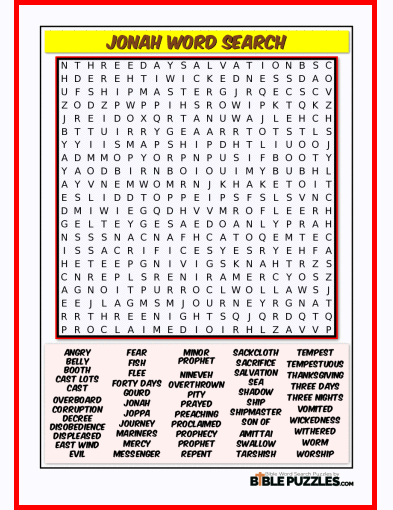 Bible Word Search - Jonah