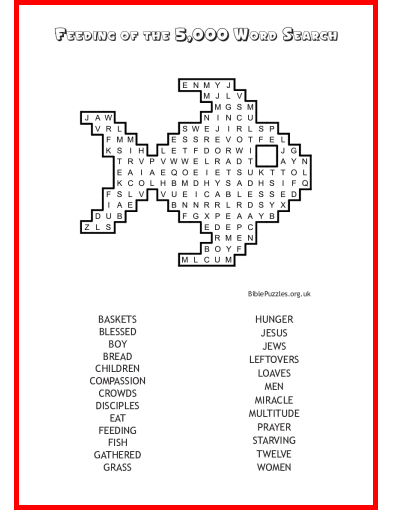 Bible Word Search - Feeding of the 5,000 (II)