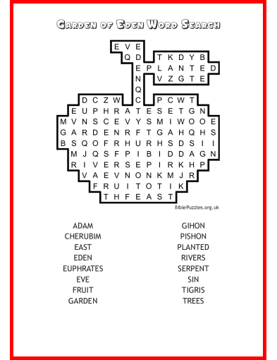 Bible Word Search - Garden of Eden