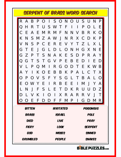 Bible Word Search - Serpent of Brass