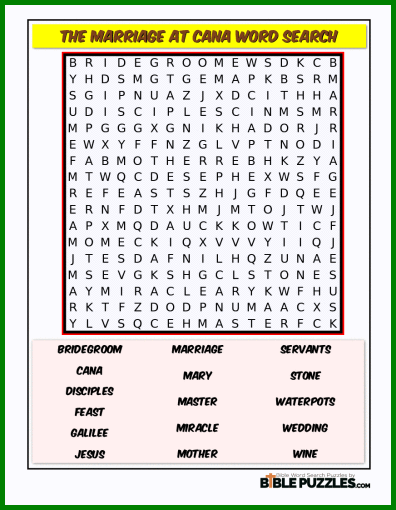 Bible Word Search - The Marriage at Cana