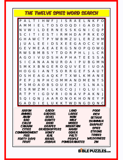 Bible Word Search - The Twelve Spies