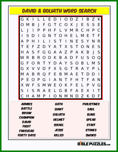 Bible Word Search - David & Goliath