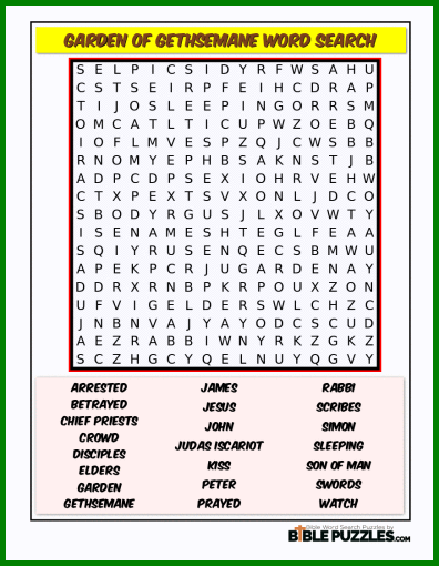 Bible Word Search - Garden of Gethsemane